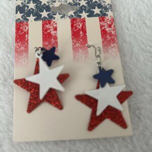 American Star Graphic Dangle Earrings - Womens Fashion Jewelry US accessories